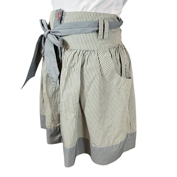 Lux Urban Outfitters Peplum Button Front Skirt NWT Size 11 Green Stripe - Picture 3 of 7